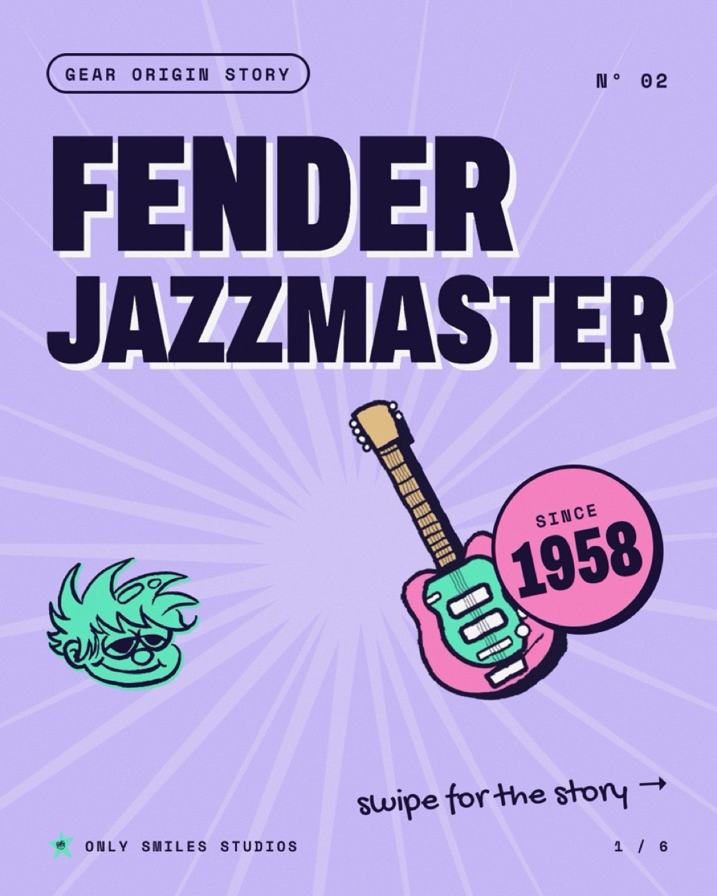 Gear origin story carousel slide about the Fender Jazzmaster