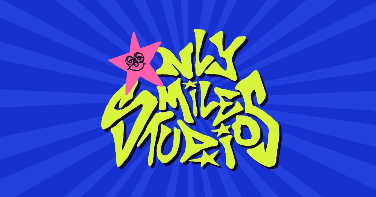 Only Smiles Studios website share card: logo on cobalt blue