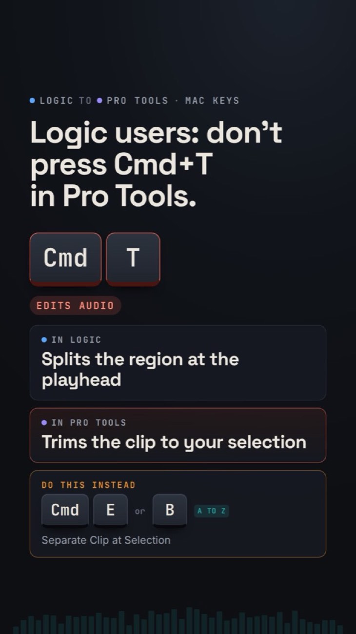 Switchover reel cover: Logic to Pro Tools, Command-T